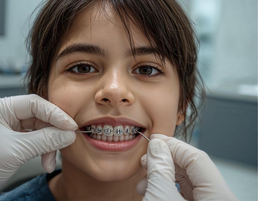 Kid braces installment orthodontic procedure
